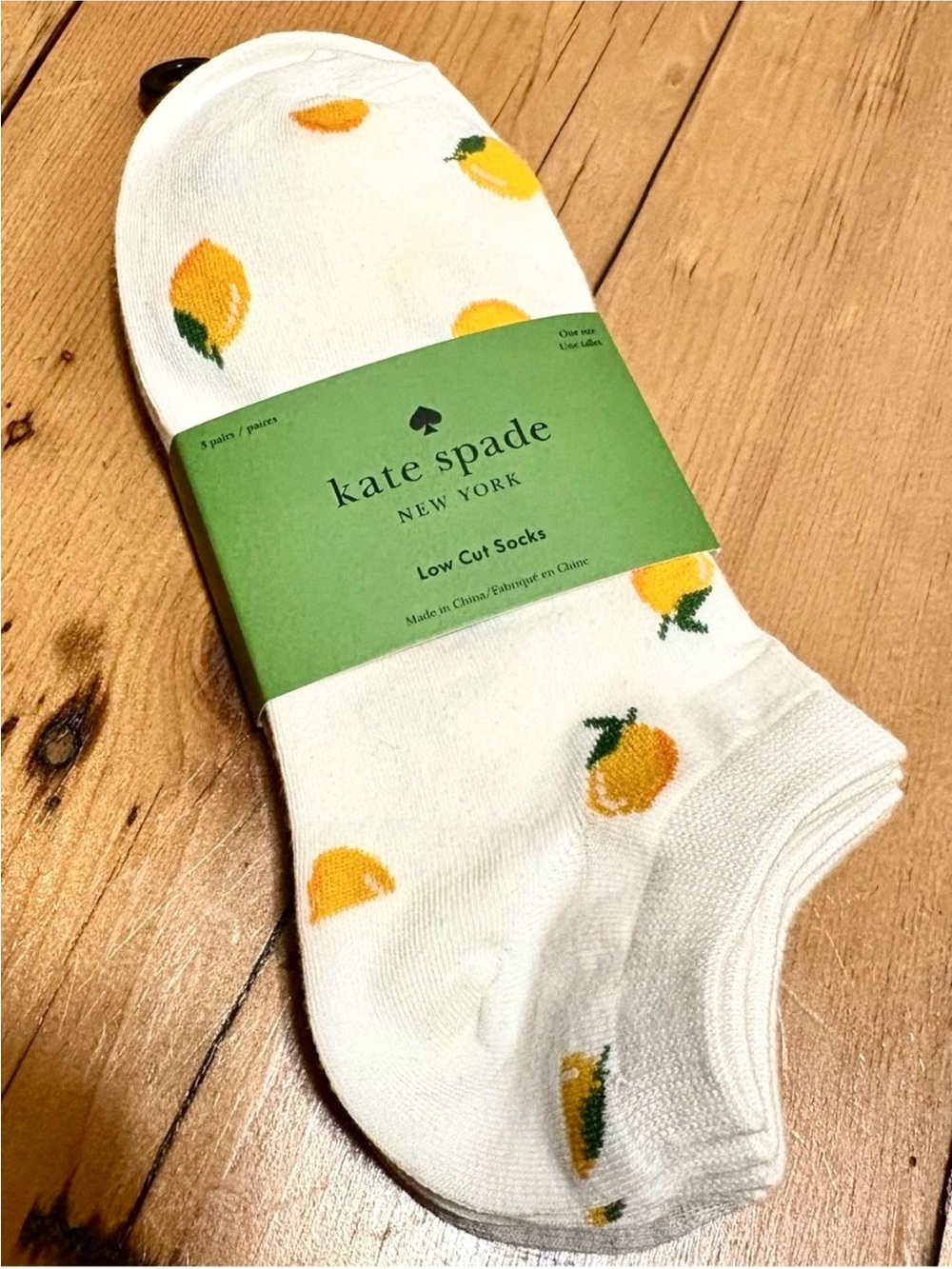 Kate Spade 3 pack Socks Low Cut Ankle - OSFM lemons, white, gray
